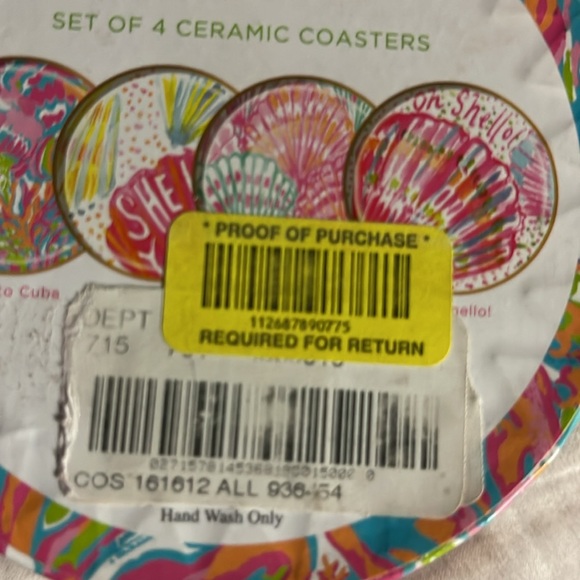 NWT Lilly Pulitzer set of 4 ceramic coasters scuba to Cuba,Shell Yea, oh shello! - Picture 8 of 8